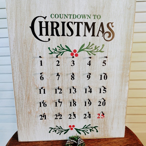 Handmade Countdown To Christmas Wooden Calendar, 25 Days of Christmas Calendar - Picture 4 of 9